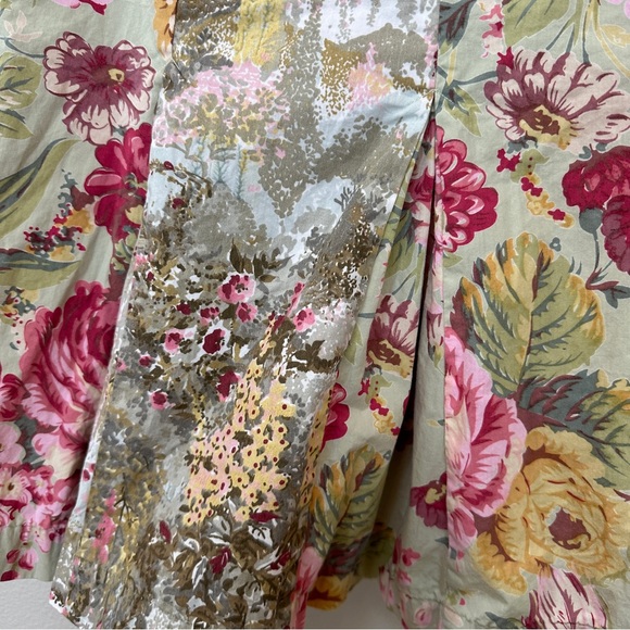 Anthropologie Elevenses Floral Garden Gray Pleated‎ Skirt Cotton Women’s Sz 12 - Picture 3 of 5